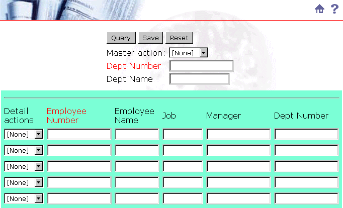 Sample master-detail form